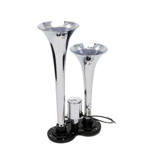 12V 24 Volt Air Horn Truck Train Boat RV 150db Super Loud Dual Trumpet Air Horn Metal Chrome with Air Horn Solenoid Valve