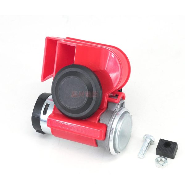 12V Super Loud Dual Trumpet Train Air Horn System Kit For Car Truck Boat Speaker Red