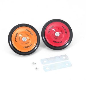 2pcs 12V 110DB Super Loud Dual Tone Electric Car Horn Compact Disc Horn for Vehicles Red & Yellow (Universal Fit)