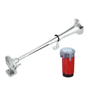 Air Horn 12V 130dB Chrome Single Trumpet Air Horn with Compressor for Truck Lorry Boat VAN Train Vehiecles Loudspeaker
