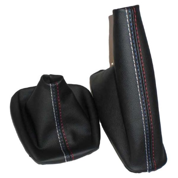 Black Leather Boot Cover Gear Shift Stick Lever Shifter Knob for BMW E46 3 Series E36 M3(1991-1998) With Handbrake Gaiter Boot