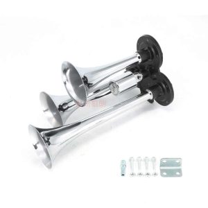 Triple 3 Trumpet Air Horn Kit Chrome Car Train Truck Air Horn 24v Boat 3 Pipe Air Horn