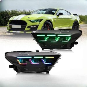 Wholesale RGB LED Headlights for Ford Mustang 2015-2017 Triple Eyes with 6500k Color Temperature Mustang Auto Parts